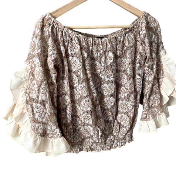 Venus Lace Off the Shoulder Top - Ruffle Sleeves - Small - Picture 1 of 10